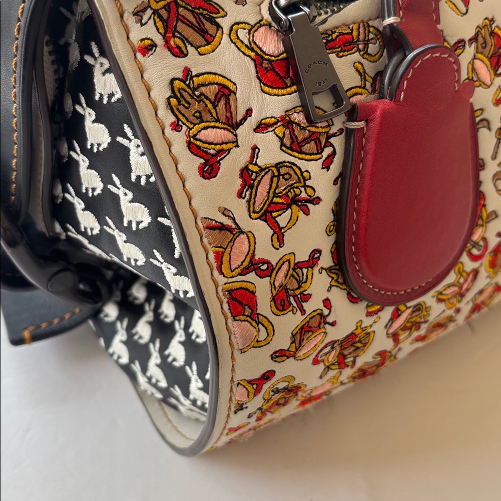 Rare Coach 1941 1/1 Runway Sample Leather Satchel Embroidery White Black Red Bag - Picture 11 of 17